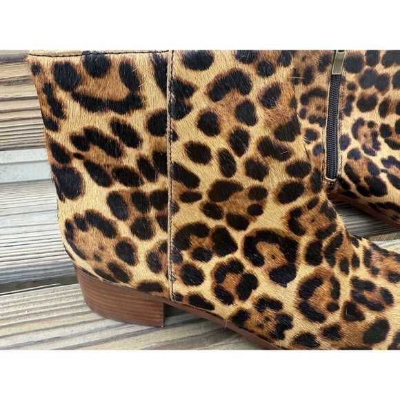 J. Crew Walker Leopard Print Calf Hair Leather Ankle Boots Sz 7.5 Mob Wife  $198 - Picture 6 of 10